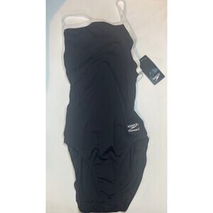 Speedo Flybk Training Suit A 001-Black with White Trim 8/34 NWT